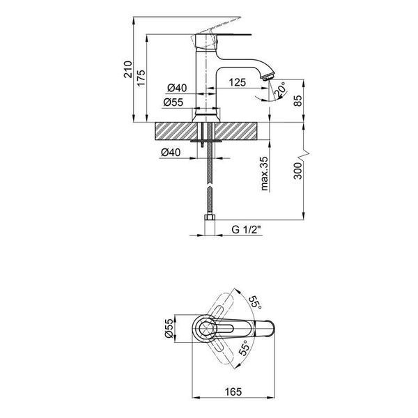 Смеситель для раковины Qtap Rozkos 1055104C SD00042859 фото