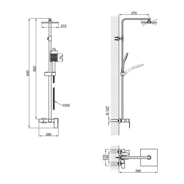 Душевая система Qtap Capricorn 53103KNC SD00047514 фото