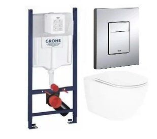Комплект 5в1: Инсталляция Grohe Rapid +Безободковый Подвесной унитаз Venta Urban Rimless + клавиша хром 2816498673 фото