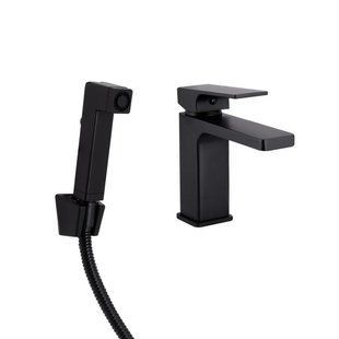 Змішувач для раковини Qtap Gemini (з гігієнічним душем) QTGEM272BLM45690 Black Matt 2342793055 фото