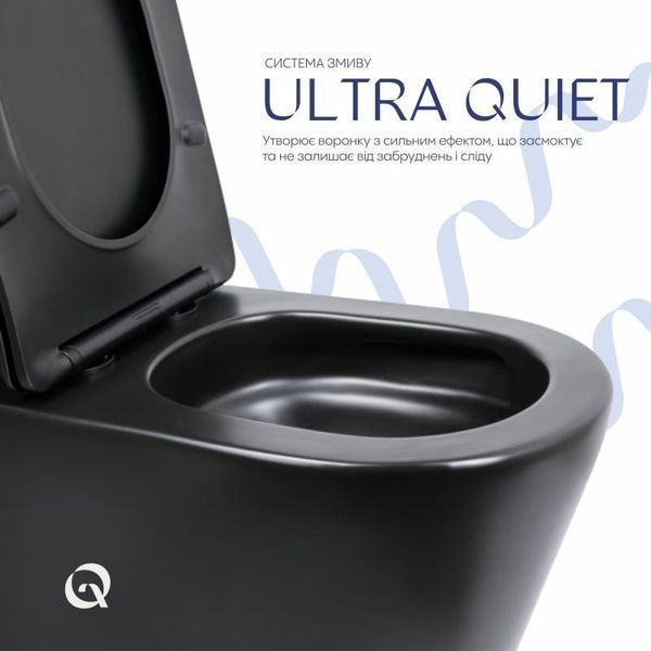 Унітаз підлоговий Qtap Scorpio Ultra Quiet безобідковий з сидінням Soft-close MATT BLACK QT14226088AMB 2485615989 фото
