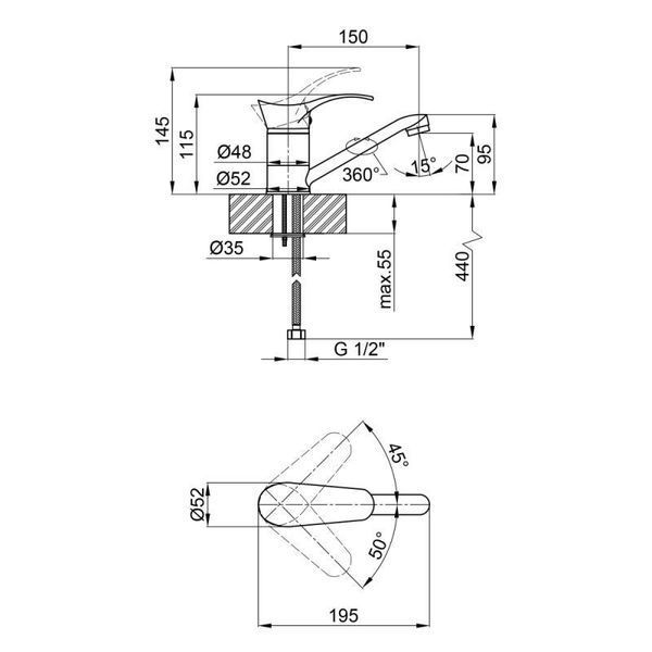 Смеситель для кухни Qtap Eris СRM 002M 150 мм SD00000868 фото